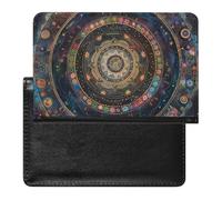 BHTGTRFDTD Étui De Protection De Passeport Mandala Géométrie Sacrée Ciel Étoilé Étui De Passeport en Cuir PU avec Fente pour Carte De Crédit