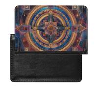 BHTGTRFDTD Étui De Protection De Passeport Mandala Géométrie Sacrée Ciel Étoilé Étui De Passeport en Cuir PU avec Fente pour Carte De Crédit