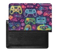 BHTGTRFDTD Étui De Protection De Passeport Manettes De Jeu Motifs Colorés Étui De Passeport en Cuir PU avec Fente pour Carte De Crédit