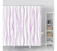 BHTMOI Rideau de Douche à Lignes ondulées géométriques Violettes pour Salle de Bain, Rideau de Bain en Tissu Polyester, décoration de Style hôtelier Minimaliste Moderne, 80 x 180 cm (l x H)