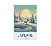 BHYYDS Poster de voyage vintage Laponie Finlande, 50 x 75 cm, décoration murale pour salon, chambre à coucher