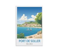 BHYYDS Poster de voyage vintage Port de Soller de Majorque - 20 x 30 cm - Décoration murale pour salon, chambre à coucher