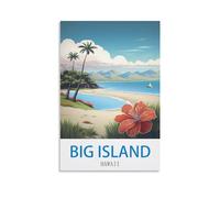 BHYYDS Poster vintage Big Island Hawaï sur toile pour salon, chambre à coucher (50 x 75 cm)