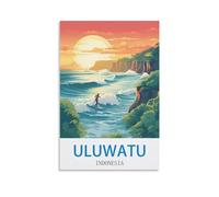BHYYDS Uluwatu Poster vintage sur toile représentant l'Indonésie, décoration murale pour salon, chambre à coucher (60 x 90 cm)