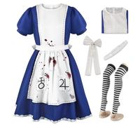 bi bi hou Alice Cosplay Costume Set Déguisement de Alice Madness Returns Costume Maid Dress Tablier Robe de Lolita Noël Halloween Carnaval Fête Performance Costume pour Adulte Taille XS-3XL