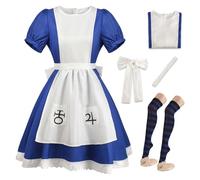 bi bi hou Alice Cosplay Costume Set Déguisement de Alice Madness Returns Costume Maid Dress Tablier Robe de Lolita Noël Halloween Carnaval Fête Performance Costume pour Adulte Taille XS-3XL