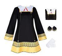 bi bi hou Anya Cosplay Costume Set avec Perruque Costume de Cosplay Anya Forger Déguisement de Anime Spy X Family Cosplay Costume Halloween Carnaval Fête Costume pour Adulte Noir