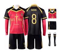 bi bi hou Blue Lock Cosplay Alexis Ness Maillot Set Haut Short et Chaussettes Déguisement de Anime Blue Lock Ness Uniforme Rouge Noir Jersey Noël Halloween Carnaval Fête Sport Costume