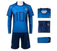 bi bi hou Blue Lock Cosplay Rin Itoshi Maillot Set Haut Short et Chaussettes Déguisement de Anime Blue Lock Itoshi Rin Uniforme Bleu Jersey Noël Halloween Carnaval Fête Sport Costume