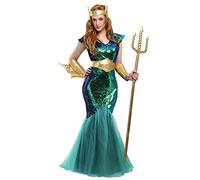 bi bi hou Dieu de la Mer Cosplay Costume Déguisement Reine des Sirènes Déguisement de Dieu de la Mer Femme et Homme Noël Halloween Carnaval Fête Cosplay Vêtements pour Couples Adulte