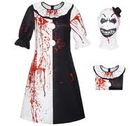 bi bi hou Femme Terrifier Clown Cosplay Costume avec Masque Déguisements de Clown Tueur Costume Terrifier Art The Clowns Uniforme Noir et Blanc Noël Halloween Carnaval Fête Performance Adulte