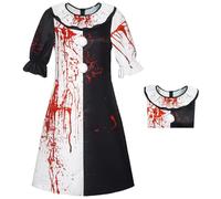 bi bi hou Femme Terrifier Clown Cosplay Costume avec Masque Déguisements de Clown Tueur Costume Terrifier Art The Clowns Uniforme Noir et Blanc Noël Halloween Carnaval Fête Performance Adulte