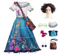 bi bi hou Femmes Déguisements Mirabel Costume ave Accessoires et Perruque Anime Fantaisie la Magie Mirabel Cosplay Robe de Princesse Anniversaire Noël Fête Halloween Carnaval Costume Adulte