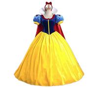 bi bi hou Femmes Robe de Blanche Neige avec Cape et Bandeau Déguisements Blanche Neige Princesse Costume Anniversaire Noël Fête Halloween Carnaval Bal Cosplay Costume pour Adulte