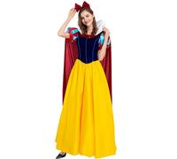 bi bi hou Femmes Robe de Blanche Neige avec Cape et Bandeau Déguisements Blanche Neige Princesse Costume Anniversaire Noël Fête Halloween Carnaval Bal Cosplay Costume pour Adulte
