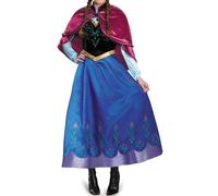 bi bi hou Femmes Robe de Princesse Anna Déguisements Reine des Neiges Princesse Anna Costume ave Perruque Anniversaire Noël Fête Halloween Carnaval Bal Cosplay Costume pour Adulte S-XXL