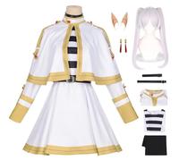 bi bi hou Frieren Cosplay Costume Complete Set avec Perruque Déguisement de Anime Frieren at The Funeral Cosplay Outfit Halloween Carnaval Fête Costume pour Adulte