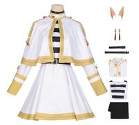 bi bi hou Frieren Cosplay Costume Complete Set avec Perruque Déguisement de Anime Frieren at The Funeral Cosplay Outfit Halloween Carnaval Fête Costume pour Adulte