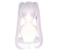 bi bi hou Frieren Cosplay Perruque Blanc Double Queue de Cheval Longueur 65cm Déguisement de Anime Frieren at the Funeral Wig Anime Perruque Noël Halloween Carnaval Fête Costume Accessoires Adulte