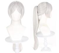 bi bi hou Frieren Cosplay Perruque Blanc Queue de Cheval Longueur 75cm Déguisement de Anime Frieren at the Funeral Wig Anime Perruque Noël Halloween Carnaval Fête Costume Accessoires Adulte