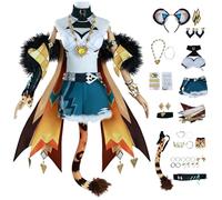 bi bi hou Genshin Impact Xilonen Cosplay Costume Complete Set avec Perruque Déguisement de Xilonen Costume Kinich Uniforme Noël Halloween Carnaval Fête Performance Costume pour Adulte XS-3XL