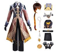 bi bi hou Genshin Impact Zhongli Cosplay Costume Complete Set avec Perruque Déguisement de Genshin Zhongli Costume Personnage de Jeu Zhongli Uniforme Noël Halloween Carnaval Fête Cosplay Costume