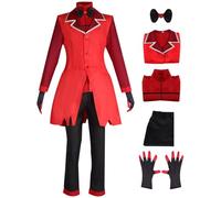 bi bi hou Hazbin Hotel Alastor Cosplay Costume Set Rouge Blazer Déguisement de Anime Hazbin Hotel Costume Alastor Uniforme Noël Halloween Carnaval Fête Performance Costume pour Adulte