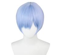 bi bi hou Himmel Cosplay Perruque Bleu Longueur 30cm Déguisement de Anime Frieren at the Funeral Himmel Wig Anime Perruque Noël Halloween Carnaval Fête Costume Accessoires Adulte