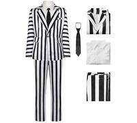 bi bi hou Homme Beetle Jus Cosplay Costume Set Déguisement BeetleJus Uniforme Rayé Noir et Blanc Noël Halloween Carnaval Fête Performance Costume