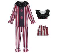 bi bi hou Homme Horreur Clown Cosplay Costume Déguisements de Clown Tueur Costume Maléfique Killer Clowns Uniforme Noël Halloween Carnaval Fête Performance Fancy Dress Adulte