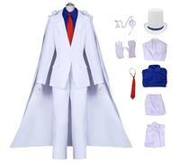 bi bi hou Kaito Kid Cosplay Costume Set avec Chapeau Déguisement de Anime Détective Conan Costume Kid The Phantom Thief Uniforme Noël Halloween Carnaval Fête Performance Costume Adulte