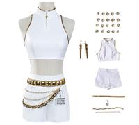 bi bi hou Rumi Cosplay Costume Complete Set Déguisement de Anime K-Pop Demon Hunters Costume Rumi Uniforme Blanc Noël Halloween Carnaval Fête Performance Costume Adulte