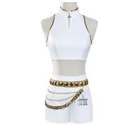 bi bi hou Rumi Cosplay Costume Complete Set Déguisement de Anime K-Pop Demon Hunters Costume Rumi Uniforme Blanc Noël Halloween Carnaval Fête Performance Costume Adulte