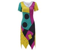 bi bi hou Sally Cosplay Costume Femme Déguisements de Jack Skellington Squelette Mariée Sally Costume Imprimés Robe Gothique Uniforme Noël Halloween Carnaval Fête Performance Fancy Dress