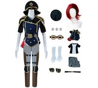 bi bi hou VI Cosplay Costume Complete Set avec Perruque Déguisement de Anime Arcane 2 Costume VI Uniforme Policières Noël Halloween Carnaval Fête Performance Costume Adulte