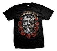 BI BI MIAO Dia De Muertos Skull Day of The Dead Tattoo Flash Art Roses Unisex 100% Cotton Short-Sleeve T-Shirts Black S