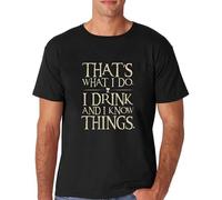 BI BI MIAO I Drink and I Know Things Unisex 100% Cotton Short-Sleeve T-Shirts Black L
