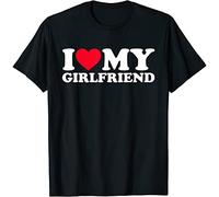 BI BI MIAO I Love My Girlfriend/I Heart My GF Text Graphic Unisex 100% Cotton Short-Sleeve T-Shirts Black XXXL
