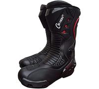 BI ESSE - Bottes de moto, modèle Sport Racing Piste, Cuir Professionnel Respirant (Noir et Rouge, Système Taille Chaussures EU, Adulte, Numérique, Moyen, 46)