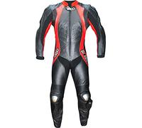 BI ESSE - Combinaison de moto intégrale en cuir de vachette véritable, idéale pour une utilisation professionnelle sur les pistes, Noir et rouge., XL