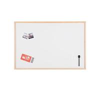 Bi-Joy Tableau Blanc Magnétique, Surface en acier laqué, avec cadre en bois, marqueur et aimants inclus (90 x 60 cm)