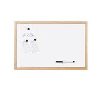 Bi-Joy Tableau blanc non magnétique effaçable à sec, cadre en bois de pin, 1 marqueur même (80 x 60 cm)