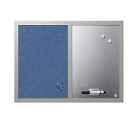 Bi-Office Blue Bells - Tableau Mixte, d'Affichage en Tissu Bleu et Magnétique Argent, 60 x 45 cm, Cadre en MDF Perle