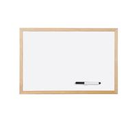 Bi-Office Budget - Tableau Blanc, 60 x 40 cm, avec 1 Marqueur, Tableau à Mémo avec Cadre en Bois et Surface Non-Magnétique