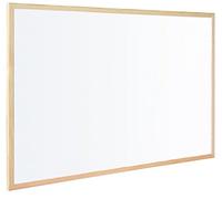 Bi-Office Budget - Tableau Blanc, 90 x 60 cm, avec 1 Marqueur, Tableau à Mémo avec Cadre en Bois et Surface Non-Magnétique