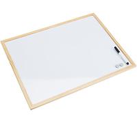 Bi-Office Budget - Tableau Blanc Magnétique, 60 x 45 cm, avec 1 Marqueur et 2 Aimants, Tableau à Mémo avec Cadre en Bois et Surface en Acier Laqué