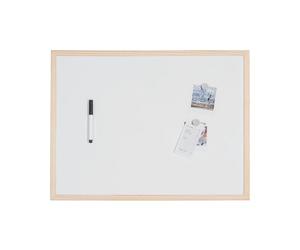 Bi-Office Budget - Tableau Blanc Magnétique, 60 x 45 cm, avec 1 Marqueur et 2 Aimants, Tableau à Mémo avec Cadre en Bois et Surface en Acier Laqué