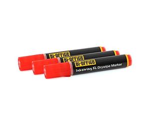 Bi-Office Inkstringxl Marqueur effaçable à Sec pour tableaux blancs avec encre Gel Et pointe ronde de 3 mm - Rouge, Paquet de 3