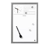 Bi-Office Tableau magnétique effaçable à sec avec Horloge/Planificateur Hebdomadaire 30 x 45 cm Gris - CG0117152