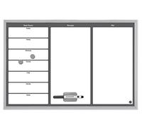 Bi-Office Tableau planning Hebdomadaire + Messages + Notes 60 x 40 cm Gris
